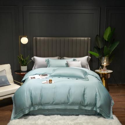 91家纺网 家纺一手货源 找家纺 时亿家居 2021新款80天丝瑞丽镂空四件套 瑞丽北岛绿