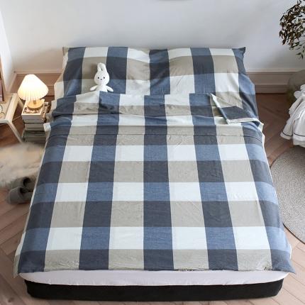 无印色织全棉水洗棉酒店隔脏睡袋便携式出差旅游行单双人床单被套