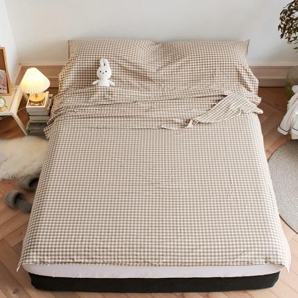 无印色织全棉水洗棉酒店隔脏睡袋便携式出差旅游行单双人床单被套
