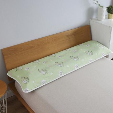 91家纺网 家纺一手货源 找家纺 爱港家纺 2023新款专版全棉纱布情侣双人长枕巾 绿恐龙