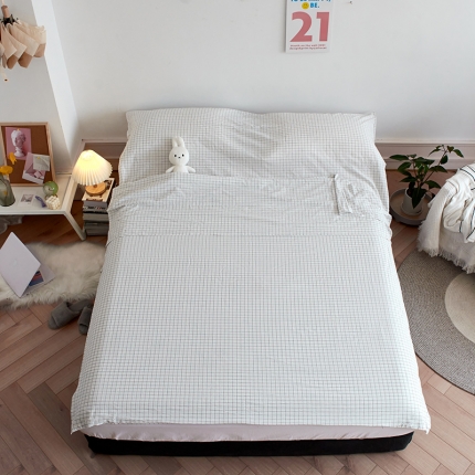 91家纺网 家纺一手货源 找家纺 无印色织全棉水洗棉酒店隔脏睡袋便携式出差旅游行单双人床单被套