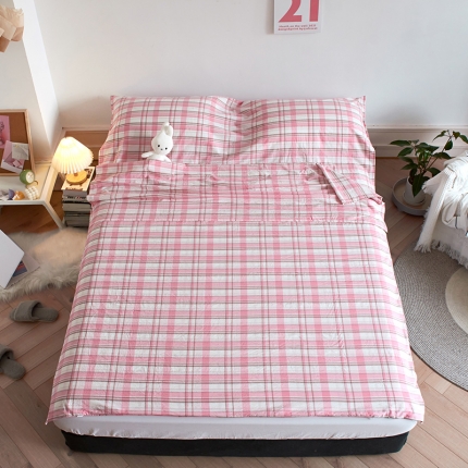 91家纺网 家纺一手货源 找家纺 无印色织全棉水洗棉酒店隔脏睡袋便携式出差旅游行单双人床单被套