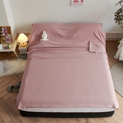 91家纺网 家纺一手货源 找家纺 无印色织全棉水洗棉酒店隔脏睡袋便携式出差旅游行单双人床单被套