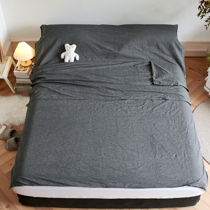 91家纺网 家纺一手货源 找家纺 无印色织全棉水洗棉酒店隔脏睡袋便携式出差旅游行单双人床单被套