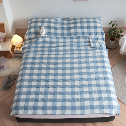 91家纺网 家纺一手货源 找家纺 无印色织全棉水洗棉酒店隔脏睡袋便携式出差旅游行单双人床单被套