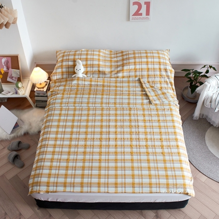 91家纺网 家纺一手货源 找家纺 无印色织全棉水洗棉酒店隔脏睡袋便携式出差旅游行单双人床单被套