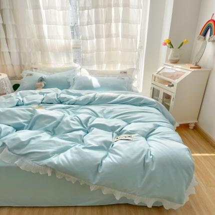 91家纺网 家纺一手货源 找家纺 （总）二八年华 23新款水洗真丝四件套荷叶花边纯色素色