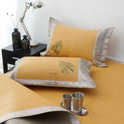 91家纺网 家纺一手货源 找家纺 朵美 2021新款中式养生印尼绣花藤席 森然-金