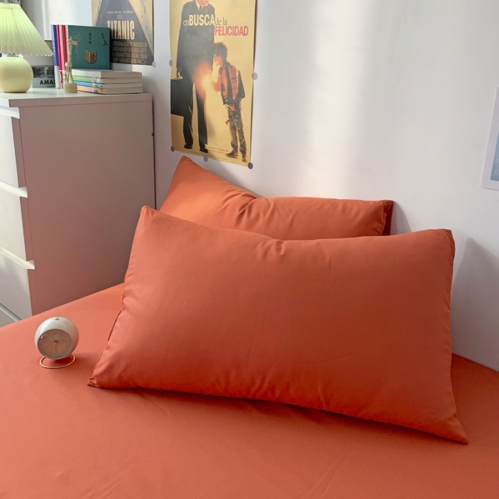 91家纺网 家纺一手货源 找家纺 曼谷 新款纯色双拼四件套 AA艾玛橙