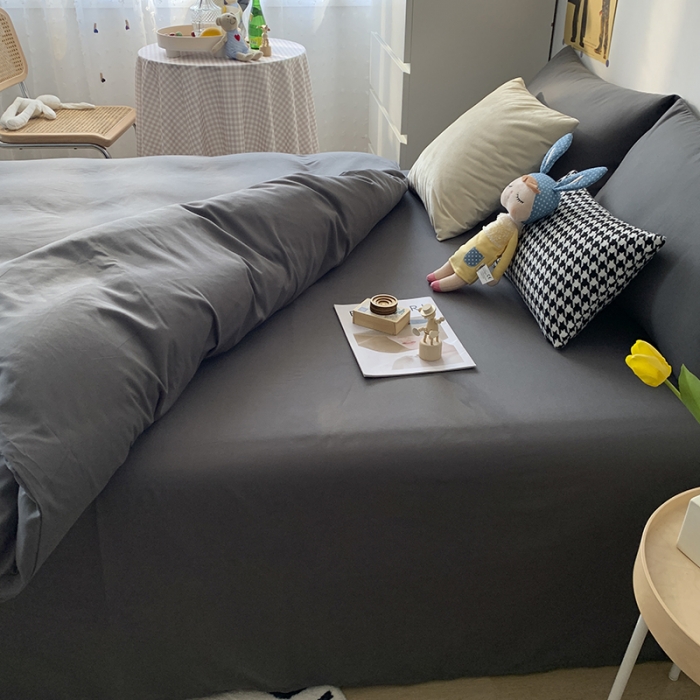 91家纺网 家纺一手货源 找家纺 曼谷 新款纯色双拼四件套 AA高阶灰