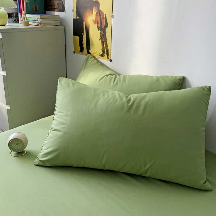 91家纺网 家纺一手货源 找家纺 曼谷 新款纯色双拼四件套 AA心豆绿