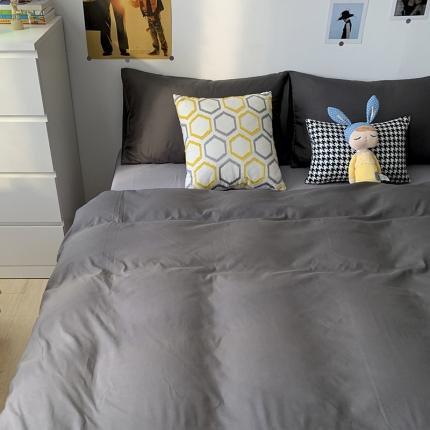 曼谷 新款纯色双拼四件套 AB深灰-浅灰