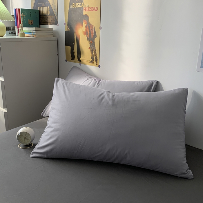 91家纺网 家纺一手货源 找家纺 曼谷 新款纯色双拼四件套 AB浅灰-深灰