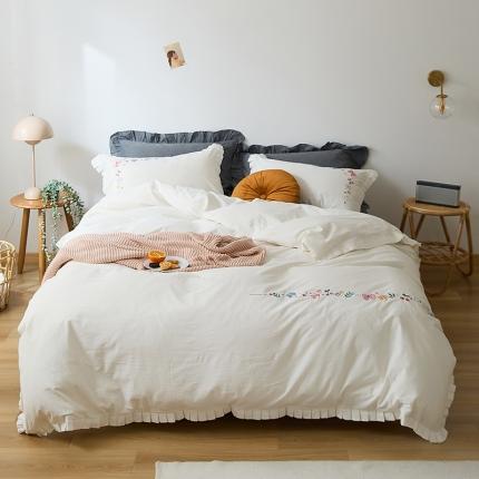 91家纺网 家纺一手货源 找家纺 （总）新款40支水洗棉花边四件套