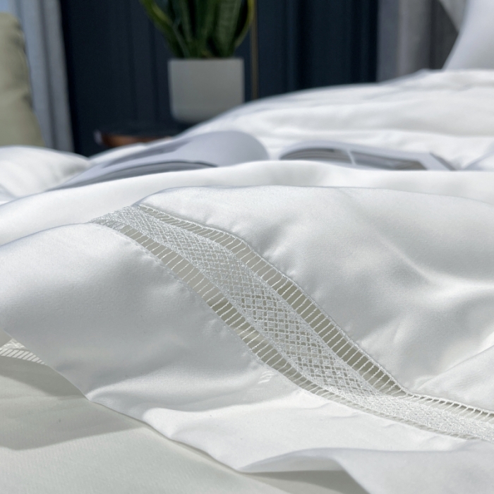 91家纺网 家纺一手货源 找家纺 榻尚家居奥地利天丝夏被床单款床笠款四件套 夏白