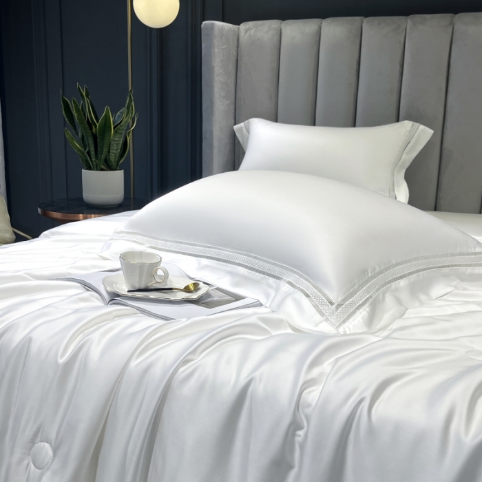 91家纺网 家纺一手货源 找家纺 榻尚家居奥地利天丝夏被床单款床笠款四件套 夏白