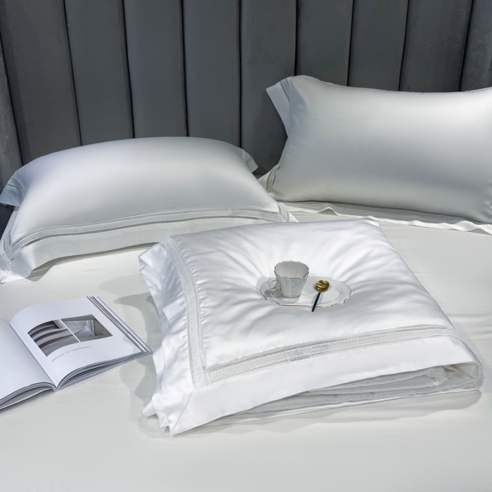 91家纺网 家纺一手货源 找家纺 榻尚家居奥地利天丝夏被床单款床笠款四件套 夏白