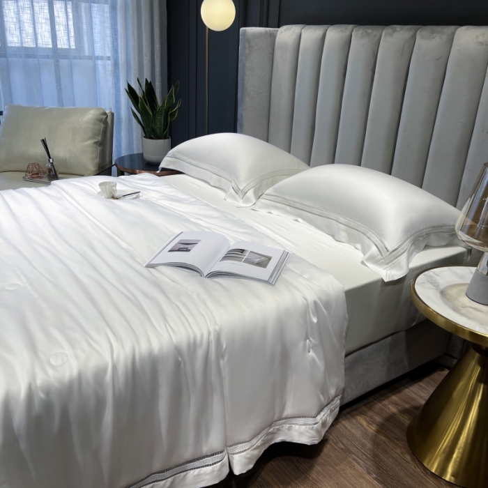 91家纺网 家纺一手货源 找家纺 榻尚家居奥地利天丝夏被床单款床笠款四件套 夏白