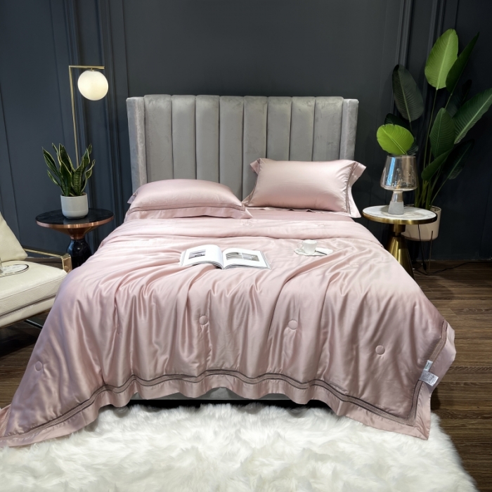 91家纺网 家纺一手货源 找家纺 榻尚家居奥地利天丝夏被床单款床笠款四件套夏粉