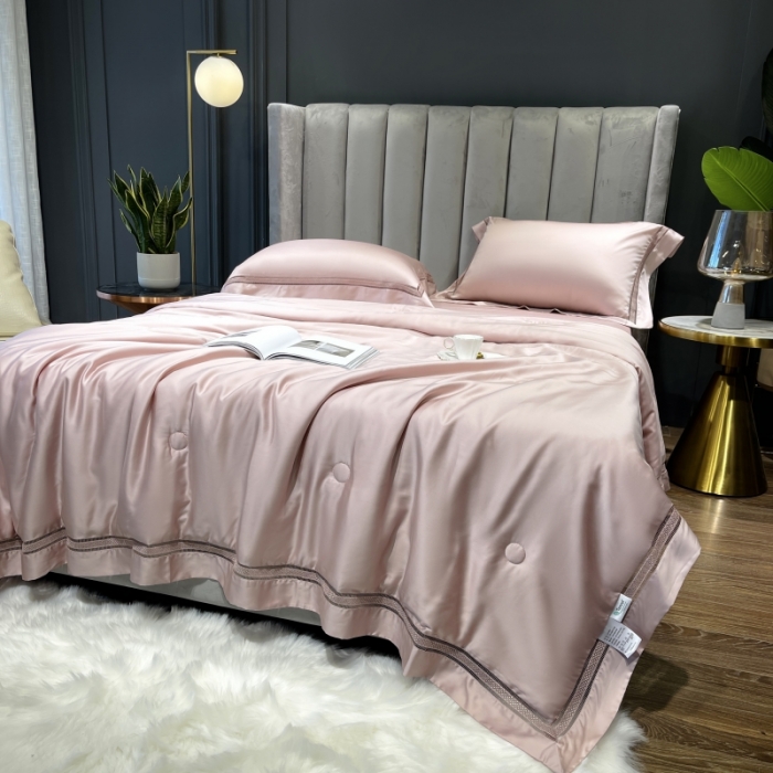 91家纺网 家纺一手货源 找家纺 榻尚家居奥地利天丝夏被床单款床笠款四件套夏粉