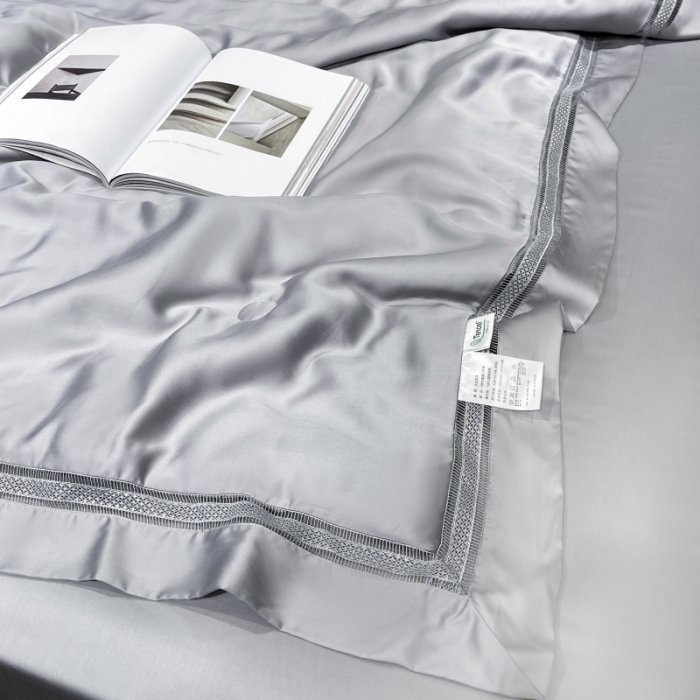 91家纺网 家纺一手货源 找家纺 榻尚家居奥地利天丝夏被床单款床笠款四件套 夏灰