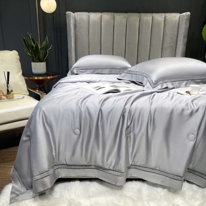 91家纺网 家纺一手货源 找家纺 榻尚家居奥地利天丝夏被床单款床笠款四件套 夏灰