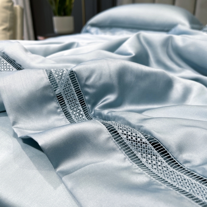 91家纺网 家纺一手货源 找家纺 榻尚家居奥地利天丝夏被床单款床笠款四件套夏蓝