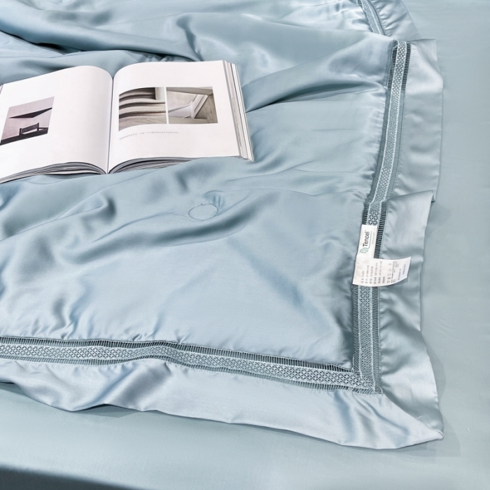 91家纺网 家纺一手货源 找家纺 榻尚家居奥地利天丝夏被床单款床笠款四件套夏蓝