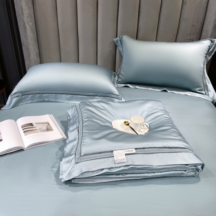 91家纺网 家纺一手货源 找家纺 榻尚家居奥地利天丝夏被床单款床笠款四件套夏蓝