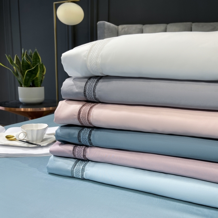 91家纺网 家纺一手货源 找家纺 榻尚家居奥地利天丝夏被床单款床笠款四件套夏蓝