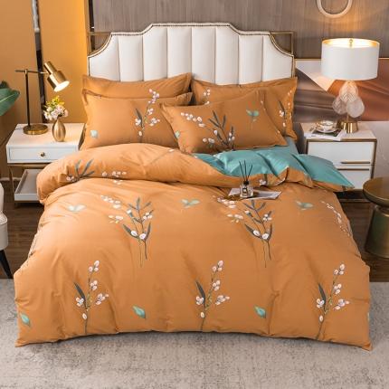 91家纺网 家纺一手货源 找家纺 星期三2021年6月新款铂金全棉13372四件套（加老板微信有会员价）豆蔻年华-桔