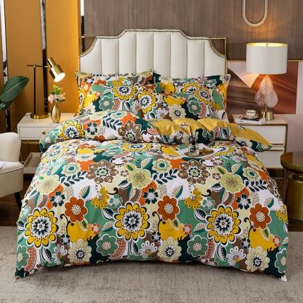 91家纺网 家纺一手货源 找家纺 星期三 2021年6月新款铂金全棉13372四件套（加老板微信有会员价） 红颜