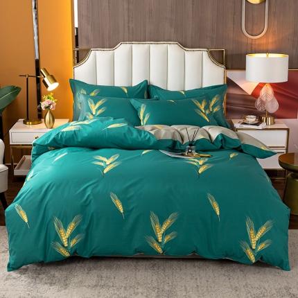 91家纺网 家纺一手货源 找家纺 星期三 2021年6月新款铂金全棉13372四件套（加老板微信有会员价） 大麦-兰