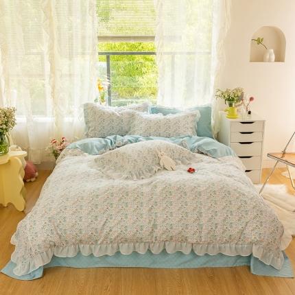 千朵 2021新款全棉四件套 时光拼接款