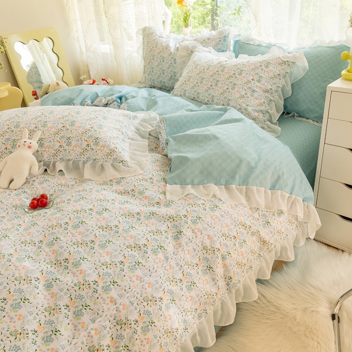 91家纺网 家纺一手货源 找家纺 千朵 2021新款全棉四件套 时光拼接款