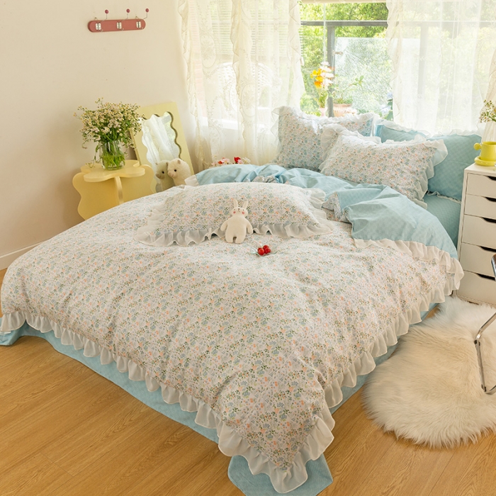 91家纺网 家纺一手货源 找家纺 千朵 2021新款全棉四件套 时光拼接款