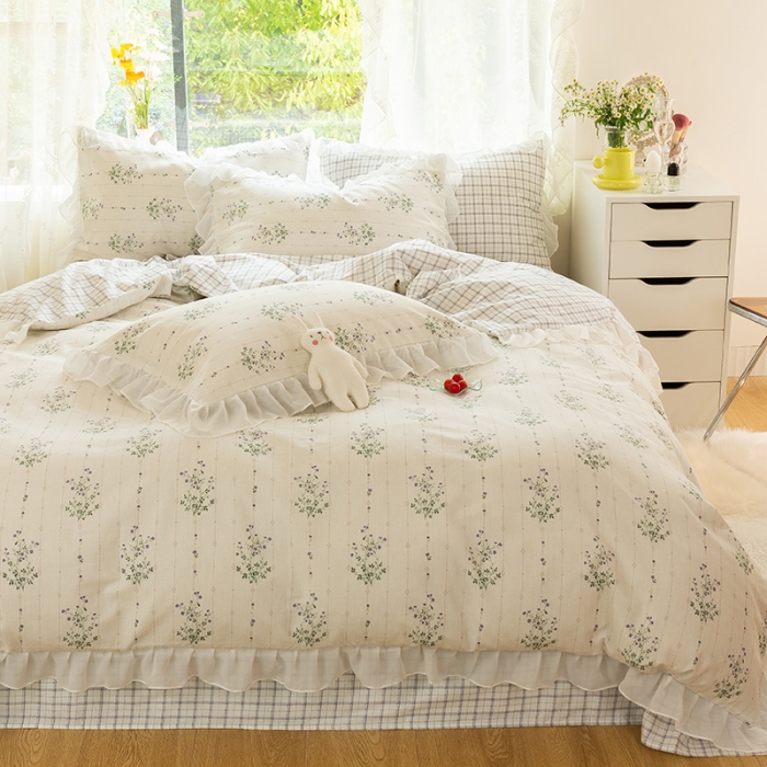 91家纺网 家纺一手货源 找家纺 千朵 2021新款全棉四件套 夕颜