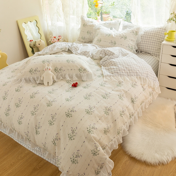 91家纺网 家纺一手货源 找家纺 千朵 2021新款全棉四件套 夕颜