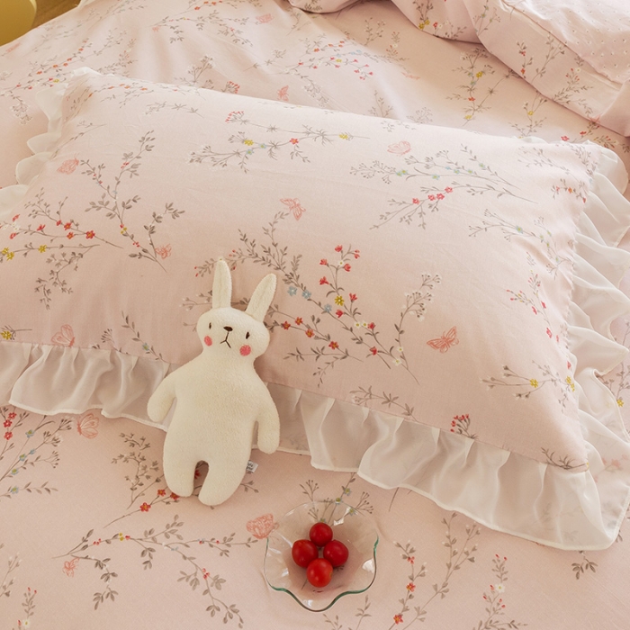 91家纺网 家纺一手货源 找家纺 千朵 2021新款全棉四件套 小城故事-粉