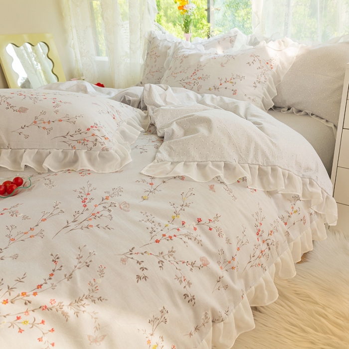 91家纺网 家纺一手货源 找家纺 千朵 2021新款全棉四件套 小城故事-灰