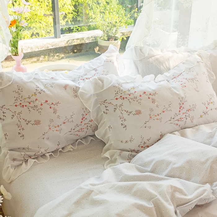 91家纺网 家纺一手货源 找家纺 千朵 2021新款全棉四件套 小城故事-灰