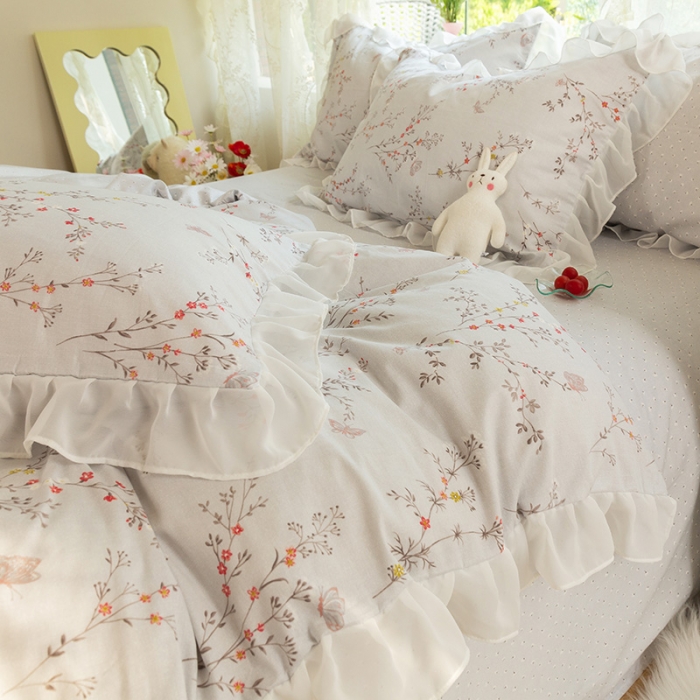 91家纺网 家纺一手货源 找家纺 千朵 2021新款全棉四件套 小城故事-灰