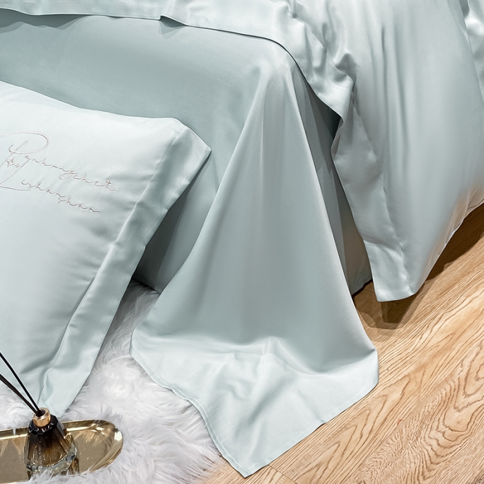 91家纺网 家纺一手货源 找家纺 安妮 2021新款60S天丝四件套-梦幻鹿系列 浅水蓝