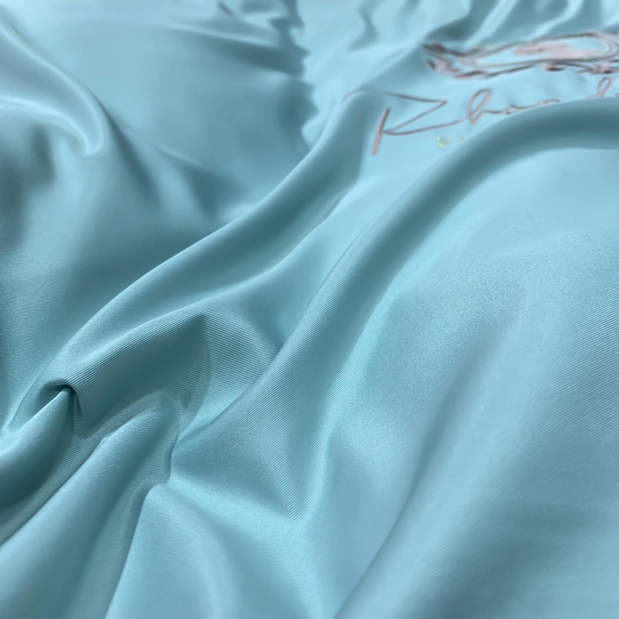 91家纺网 家纺一手货源 找家纺 安妮家居 2021新款水洗真丝刺绣四件套-奈雪系列 浅浅蓝