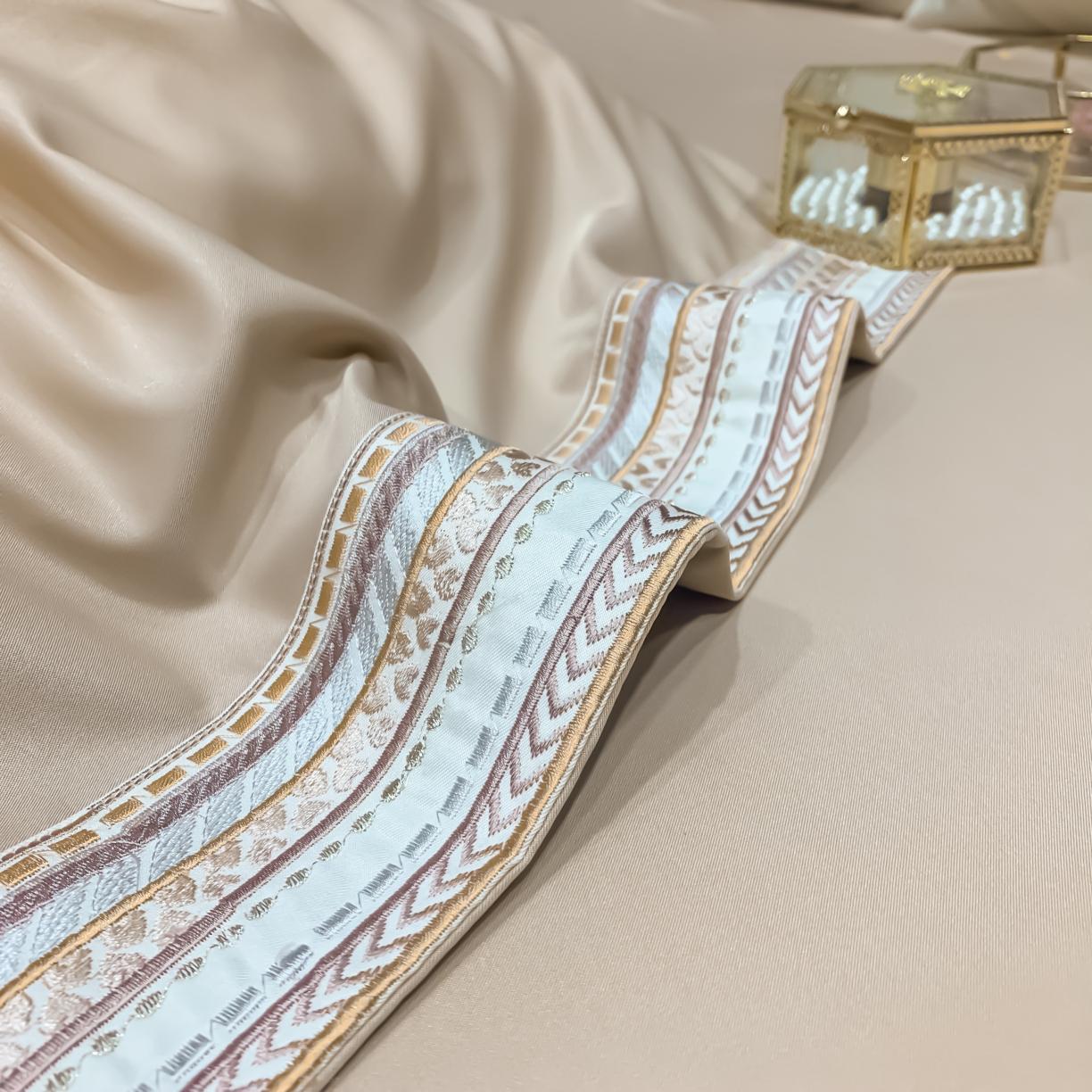 91家纺网 家纺一手货源 找家纺 安妮家居 2021新款水洗真丝刺绣四件套-奈雪系列 可可糖