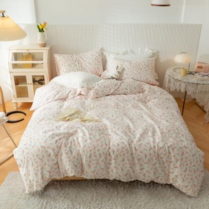 91家纺网 家纺一手货源 找家纺 梦家居 2021新款全棉小碎花系列四件套 小百合