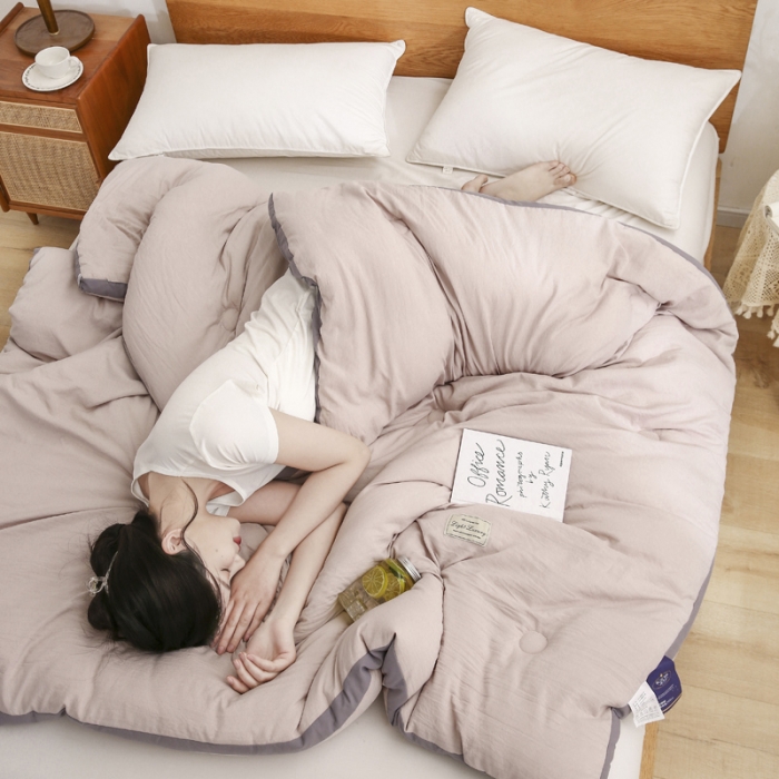91家纺网 家纺一手货源 找家纺 森林人 2022新款水洗棉立体冬被春秋被子空调被芯立体卡其灰