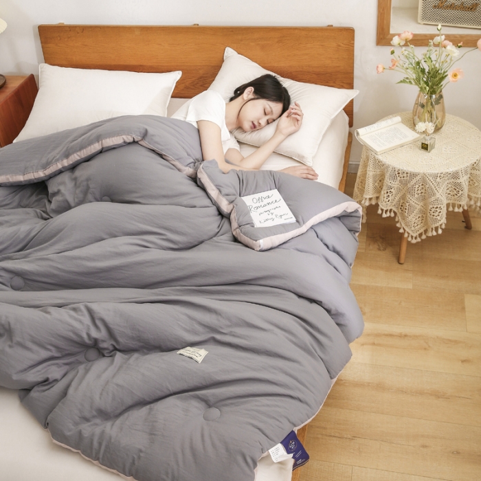 91家纺网 家纺一手货源 找家纺 森林人 2022新款水洗棉立体冬被春秋被子空调被芯立体-深灰