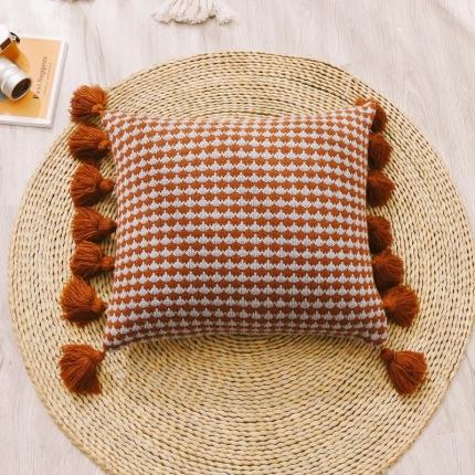 91家纺网 家纺一手货源 找家纺 （总）918拾朵家居 2021新款针织色织纹流苏抱枕