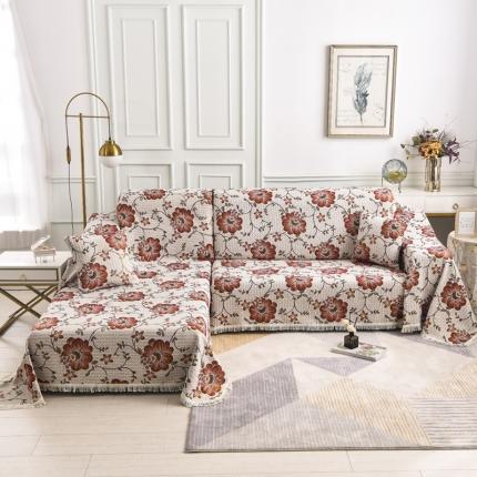 名典风情北欧ins防滑沙发套罩全包简约沙发盖布巾 金线蝴蝶红